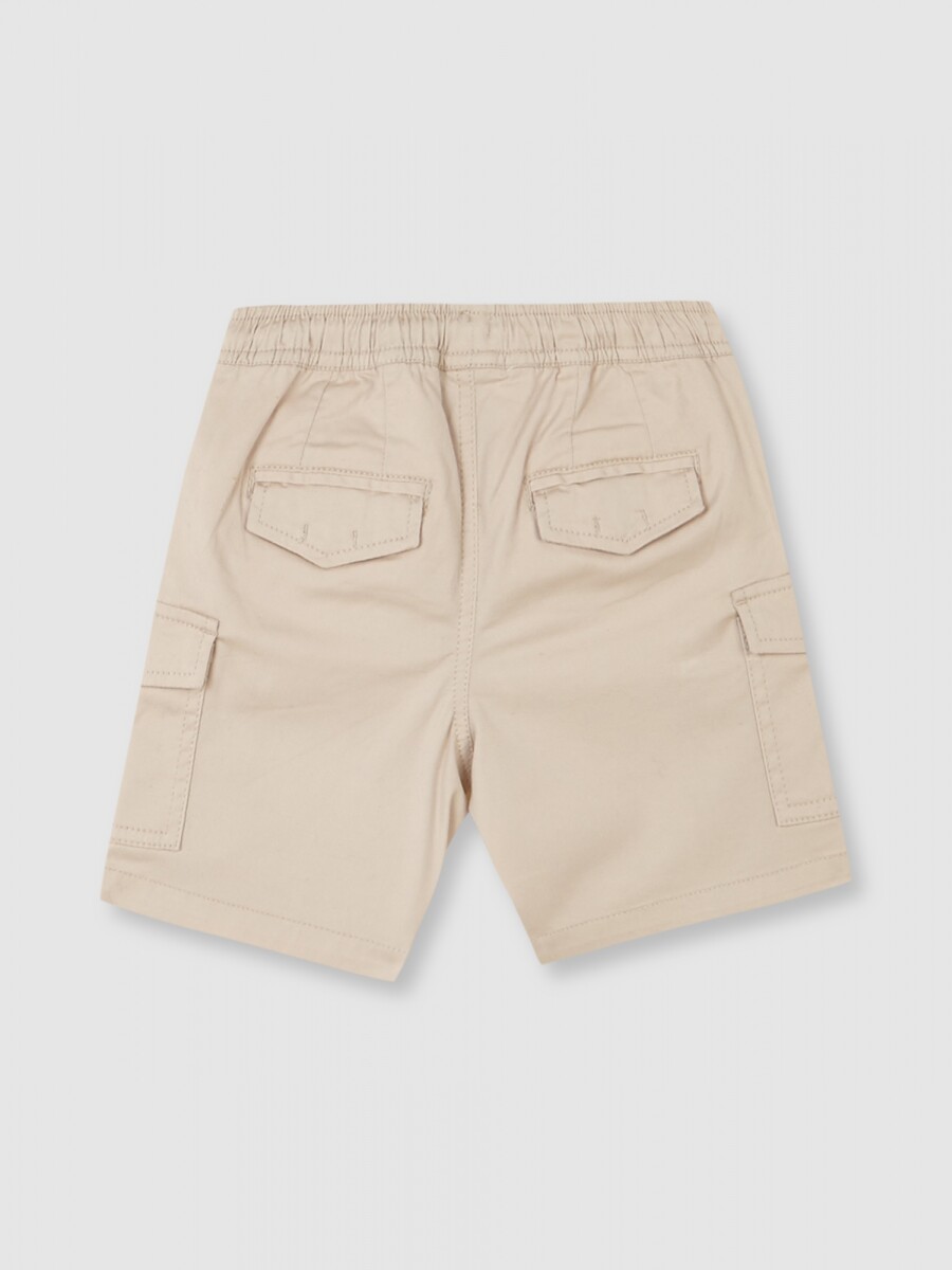 Pantalon Cargo Corto Con Cinturilla Elastica Piedra