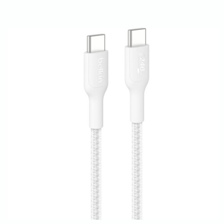 BELKIN CABLE BRAIDED USB-C TO USB-C 240W CABLE 2M Cable BELKIN USB-C A USB-C 240W Braided Longitud 2M - Blanco