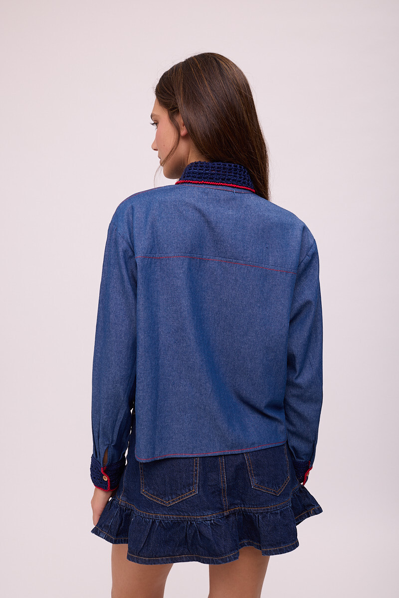 CAMISA AZAR CROCHET DENIM Azul
