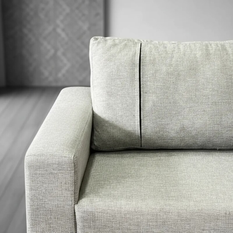 SOFA 2 CUERPOS - TAPIZADO TELA TRAMADA CRUDA CON NEGRO SOFA 2 CUERPOS - TAPIZADO TELA TRAMADA CRUDA CON NEGRO