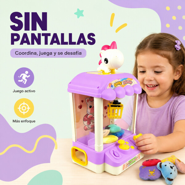 Máquina Infantil Grúa Agarra Juguetes Peluches Con Sonido Variante Color Violeta