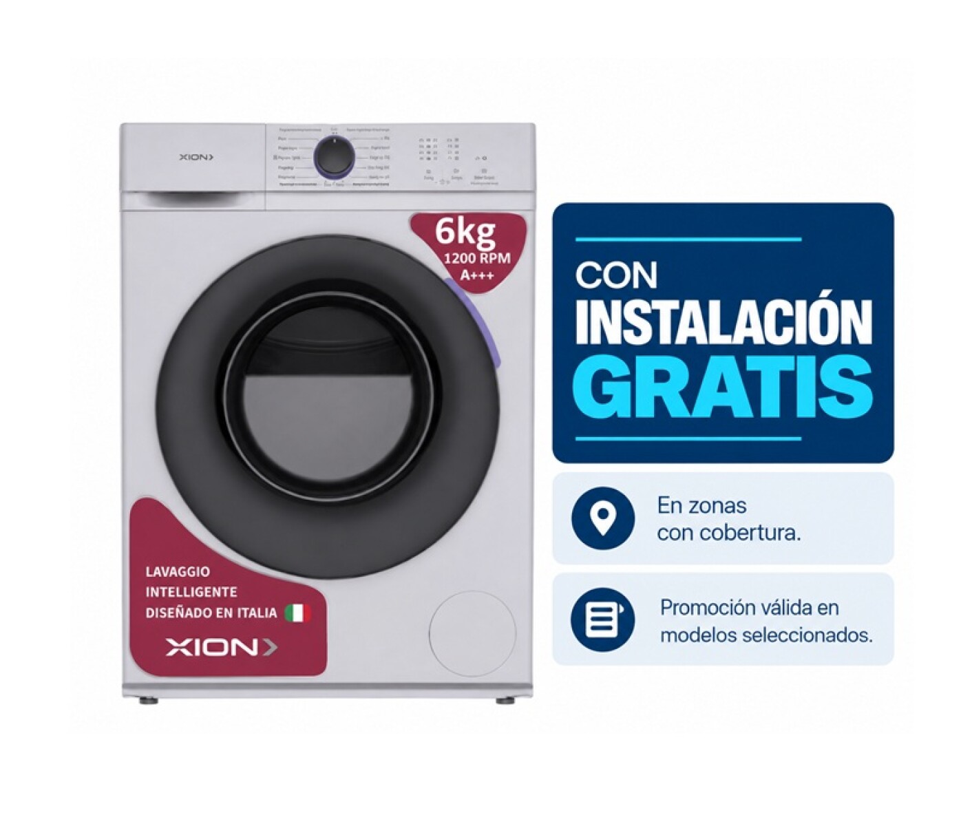Lavarropas Xion 6kg carga frontal Blanco XI-LAV60F 