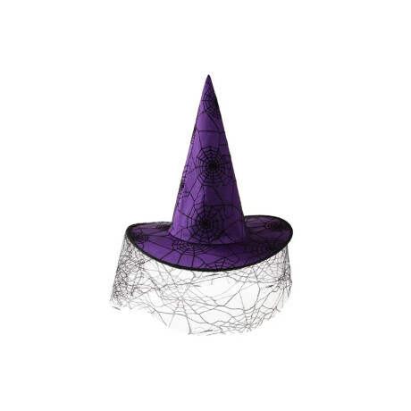 Sombrero de bruja Halloween con tul Violeta