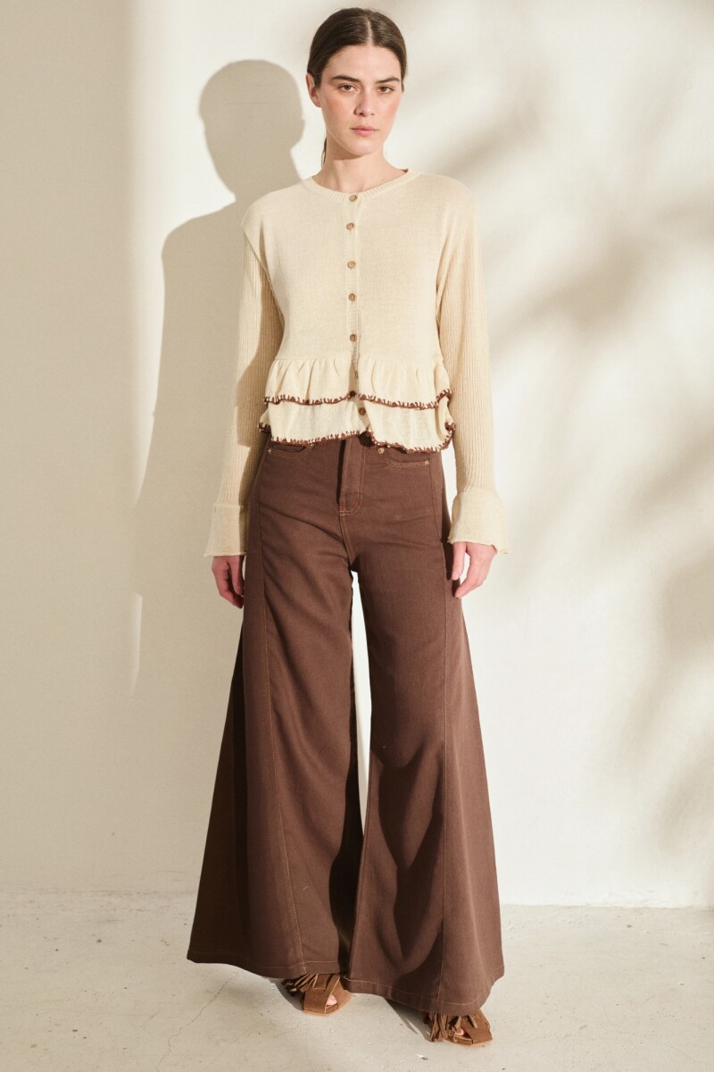 PANTALON WIDE XL LINEN SS27 Marron Ibarra