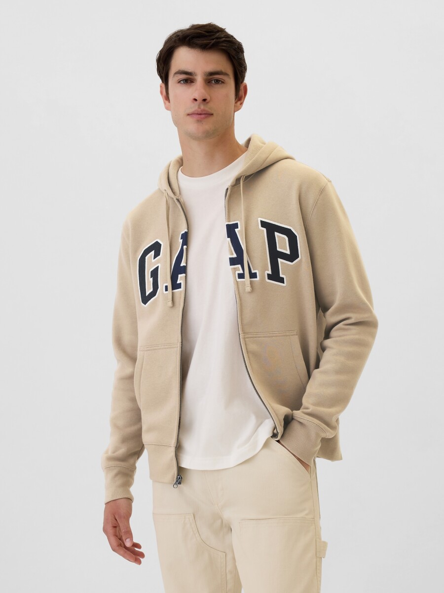 Canguro Con Cierre Logo Gap Hombre - Khaki 