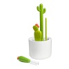 Set de cepillos limpia Biberones Cactus con base Boon verde blanco