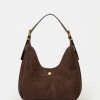 Cartera al hombro Raw en efecto gamuza Marron