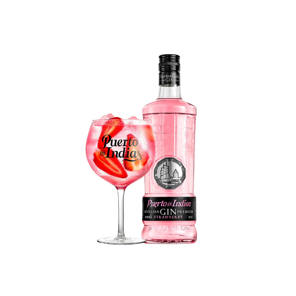 Gin Puerto de Indias Strawberry + Copa - 700 ml 