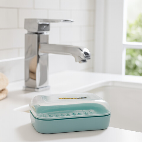 Jabonera transparente con tapa 4 colores Jabonera Transparente Con Tapa 4 Colores