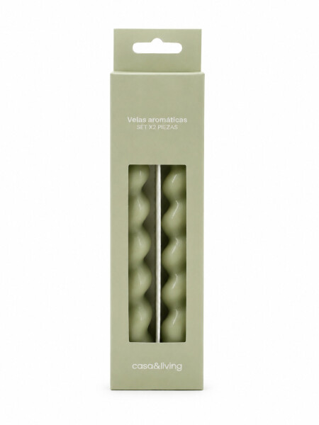VELA CILINDRICA TORNEADA SET X 2 VERDE