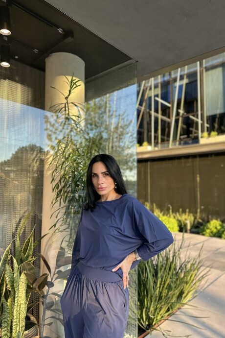 Blusa escote bote Athenea Azul Marino