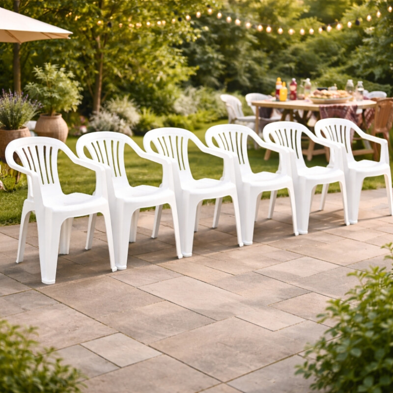 Set x6 Sillas Bela Vista con apoya brazos BLANCO