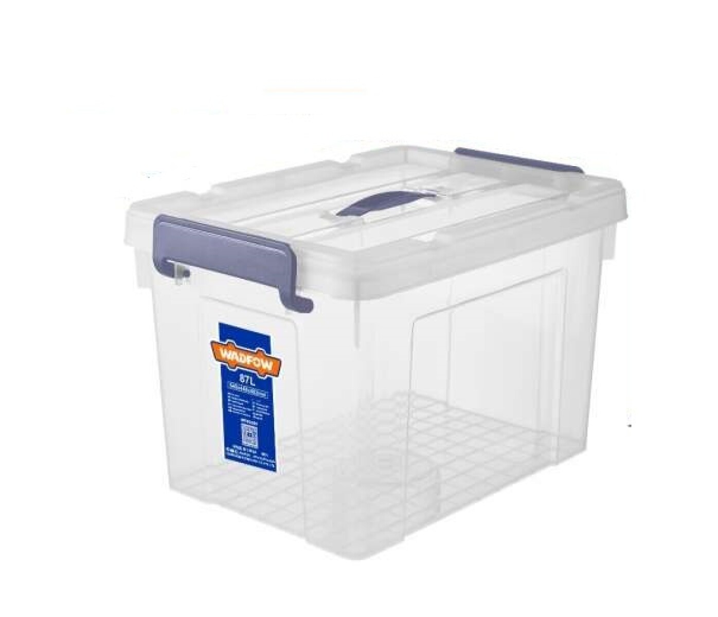 CAJA CONTENEDOR PLASTICO APILABLE TRANSPARENTE 87LT WADFOW WTB2390 