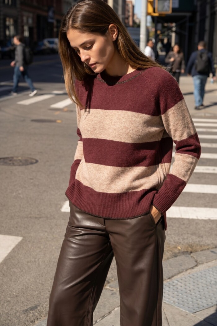 Sweater Rayado Bordeaux
