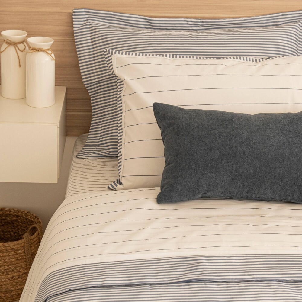 Acolchado mas Fundas 2 Plazas - Nina Rayas Azul 200 hilos Acolchado mas Fundas 2 Plazas - Nina Rayas Azul 200 hilos