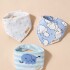 Set baberos bandana x3 elefante celeste rayas