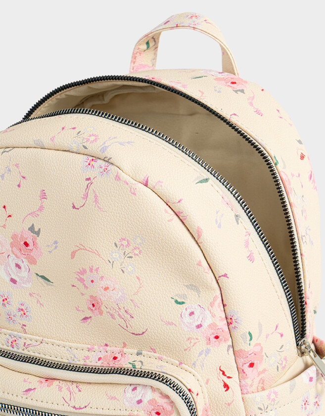 Mochilas Urbanas Mochila Con Charm Flores - Estampado Flores