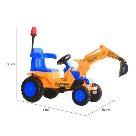 Retro Excavadora Motor Batería para Niños c/ Luces y Música Amarillo/azul