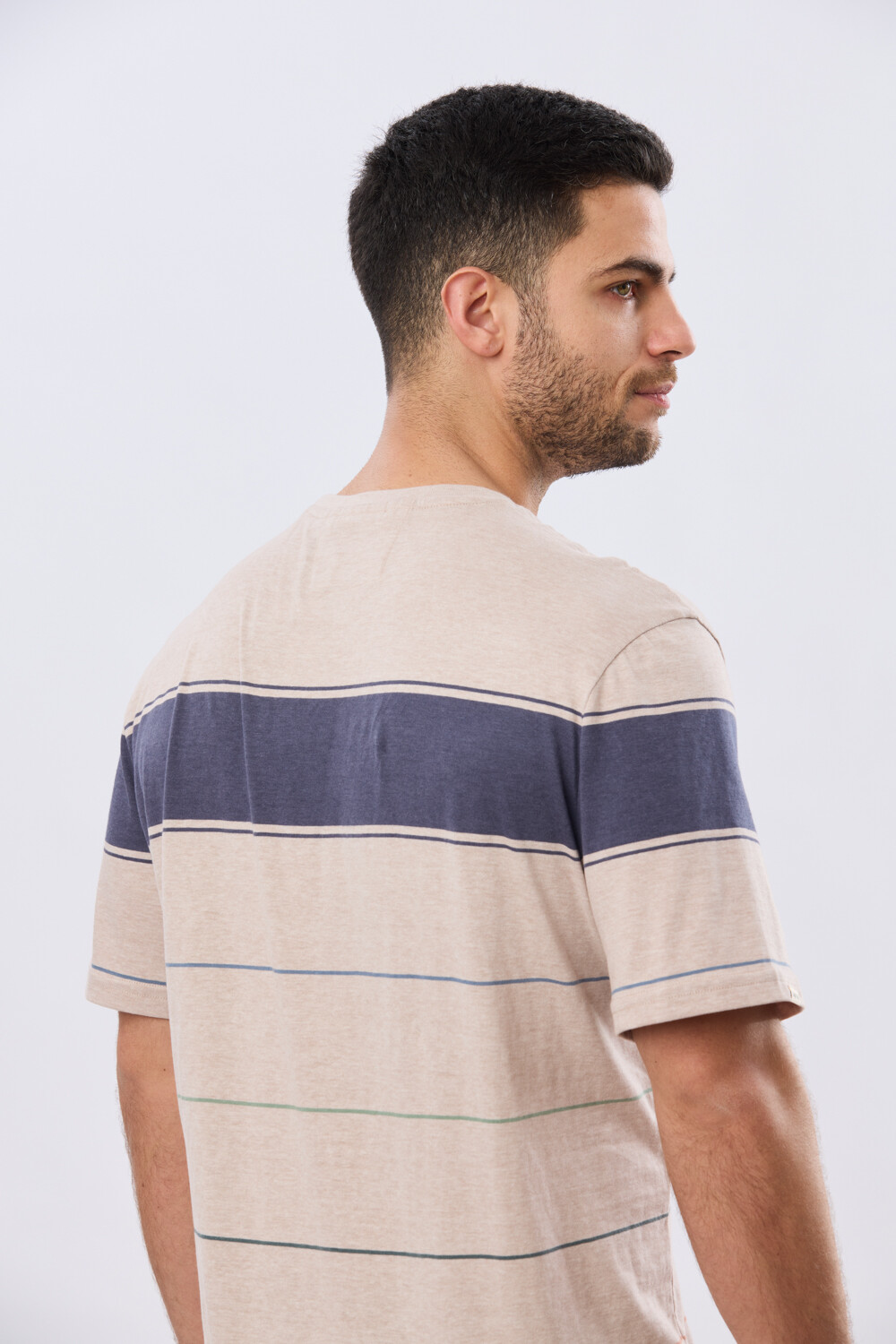 REMERA RAYADA DE ALGODÓN Beige