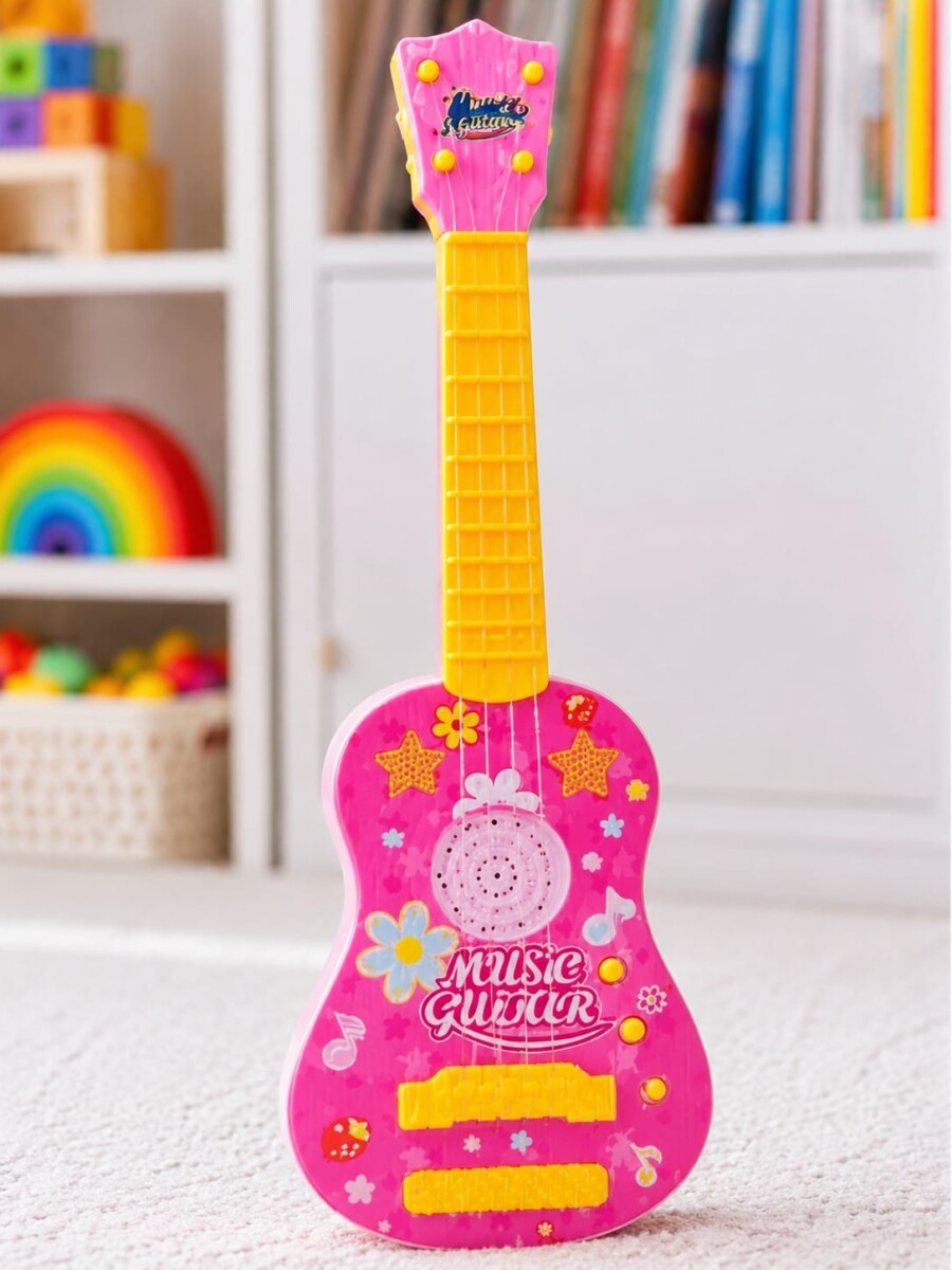Guitarra con micrófono, luces y melodías - Rosa 