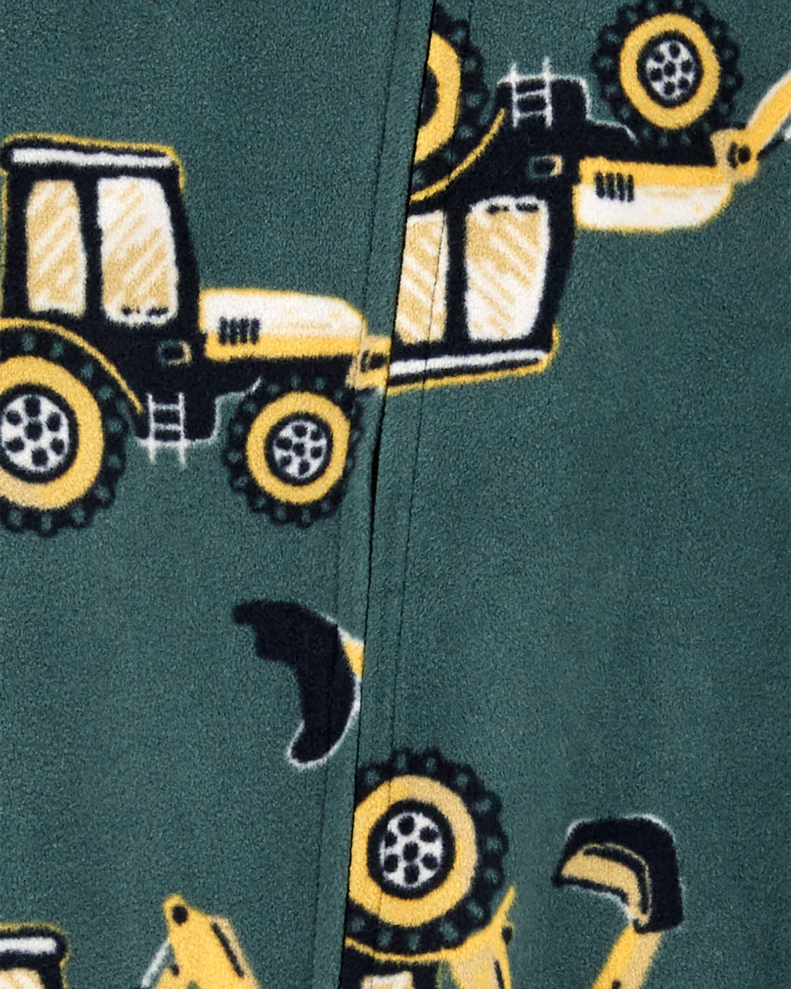 Pijama una pieza de micropolar, con pie, diseño excavadora. Talles 12-24M Sin color