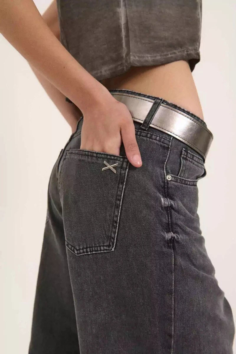 JEAN BAGGY OLIVO BLACK Gris