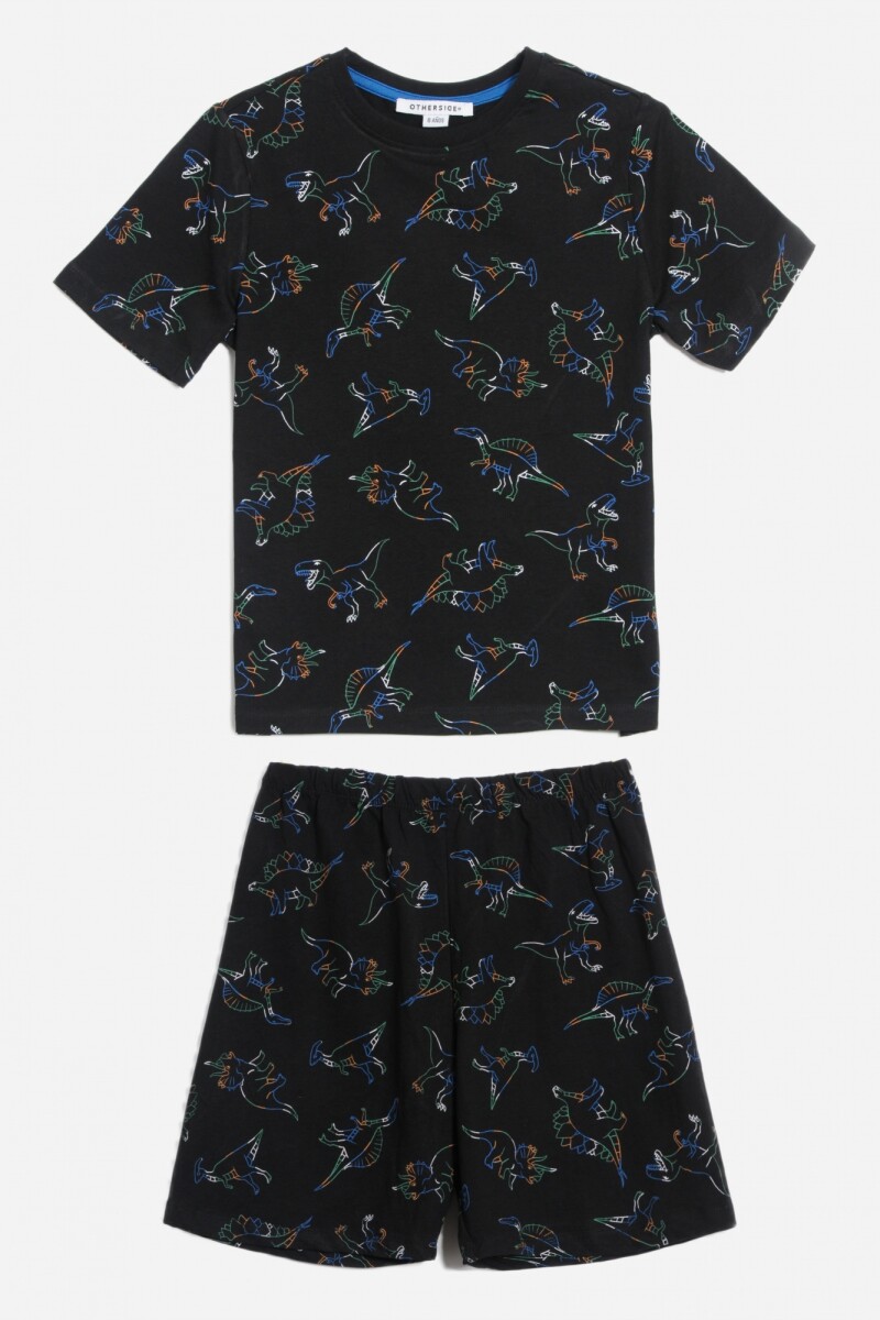 Conjunto short remera dino AZUL MARINO