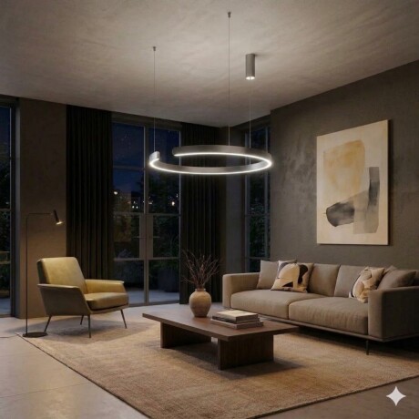 Luminaria de susp. Led circular con corte, 40W Dimerizable, 60cm PLATA