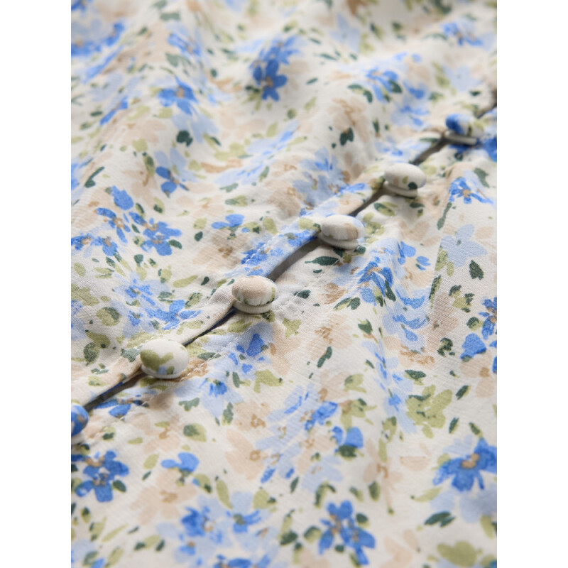 SS CREPE BTN FRONT TOP BLUE DITSY FLORAL