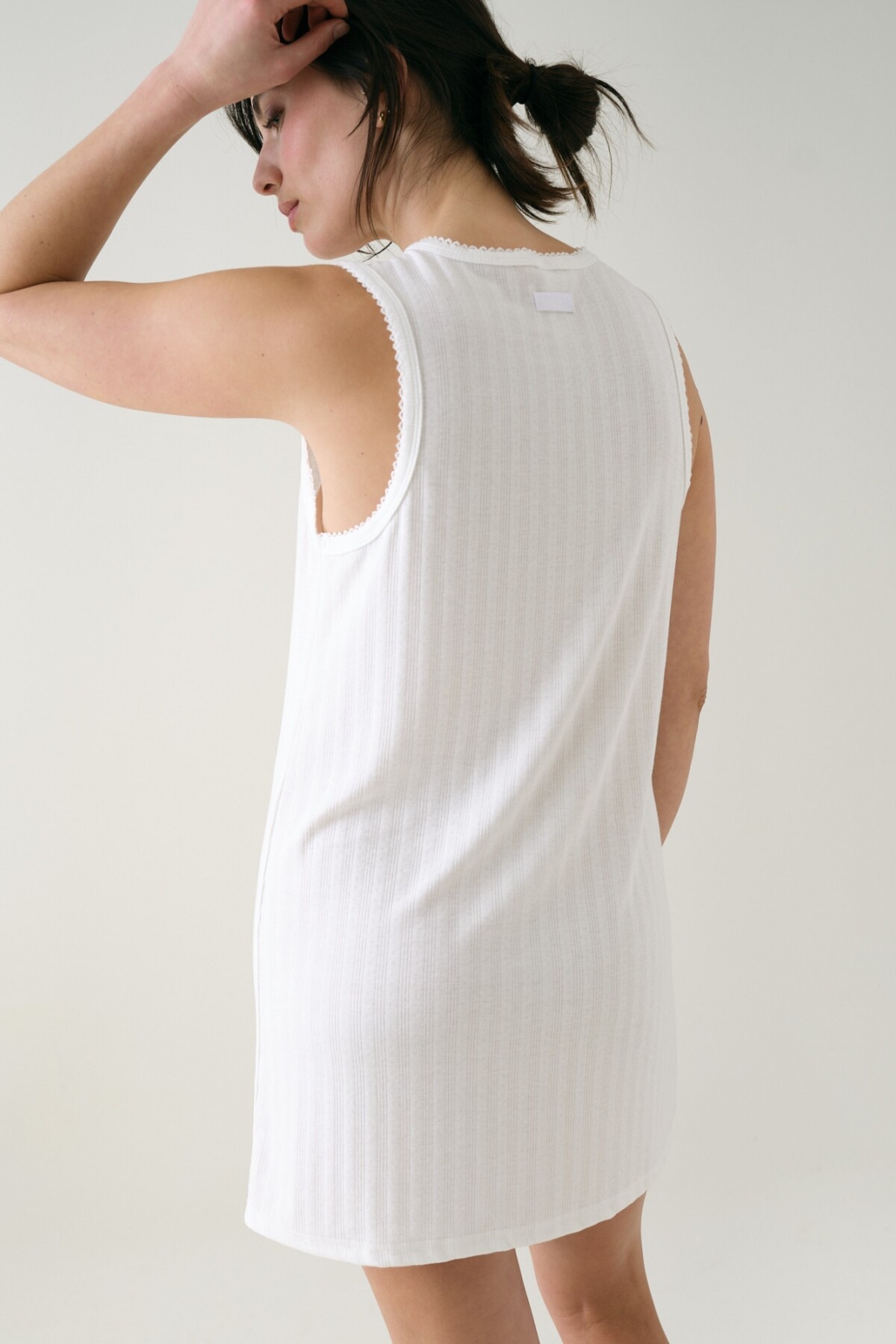 Camisón Sin Manga Pointelle Blanco