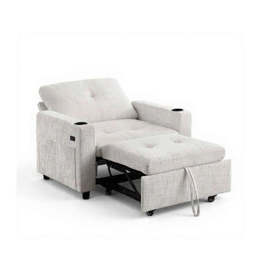 SOFÁ SILLÓN CAMA POLTRONA BUTACA RECLINABLE 1 LUGAR BEIGE