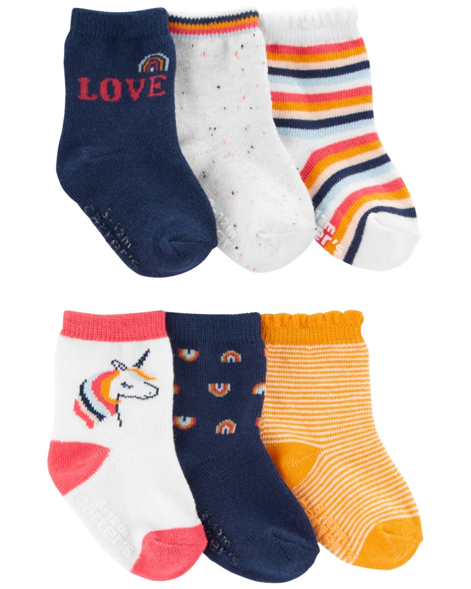 Pack X6 Pares de Medias Antideslizantes Carters Algodón - MULTICOLOR 