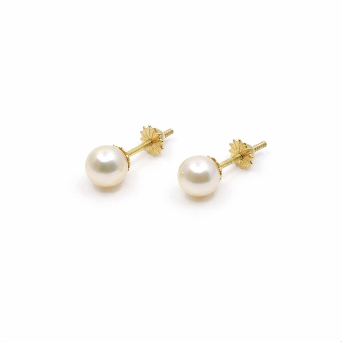6 Mm Caravanas Oro 18K Y Perlas De Cultivo 