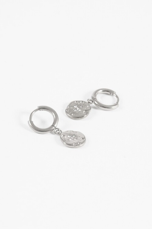 Aros dije medalla strass plateado