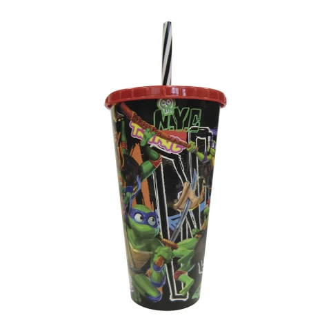 Vaso Plástico con Pajita Tortugas Ninjas 700 ml U