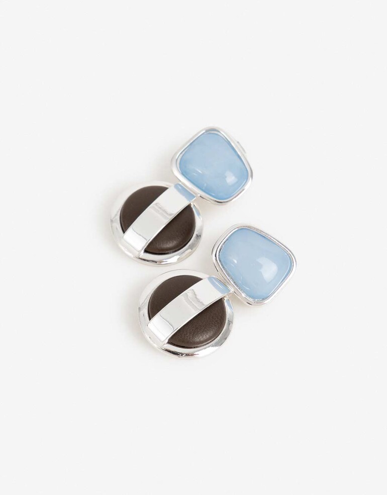 Aros Clips Color Aros Cortos Clip Resina Y Cuerina - Plateado Niquel