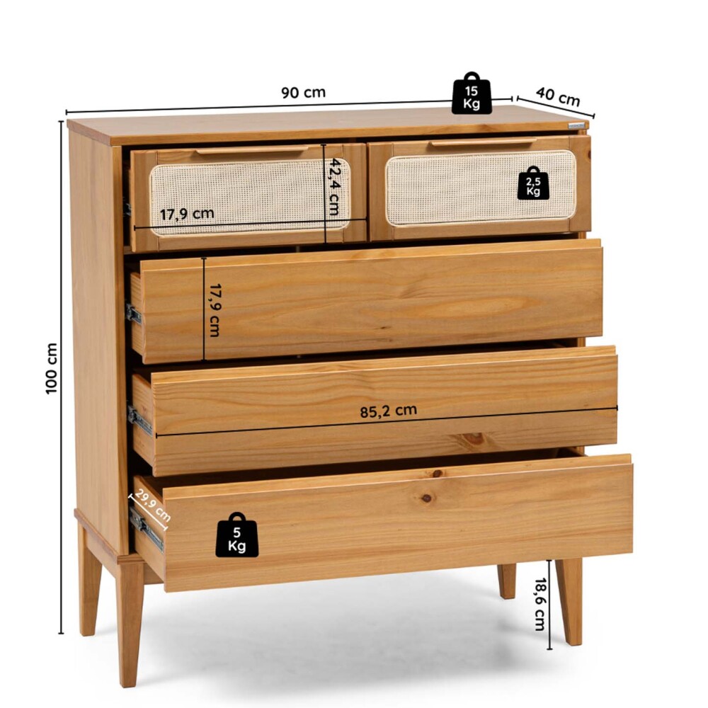 COMODA MADERA-MACIZA MARRON PRAGA