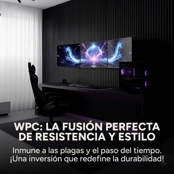 Revestimiento Wpc Simil Madera Wall Panel Lambrin 2.90x16.7 Color Negro