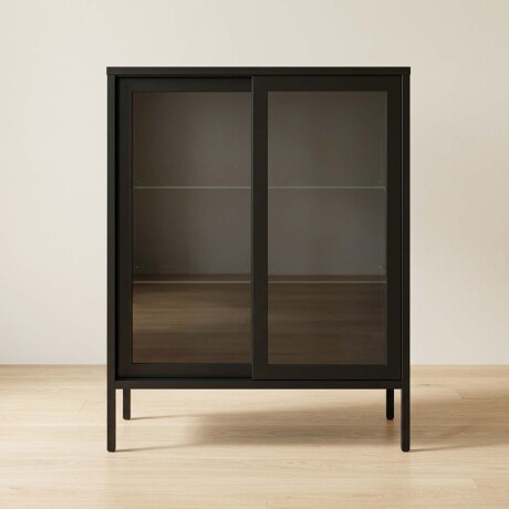 APARADOR 2P VIDRIO METAL NEGRO OLIVIA