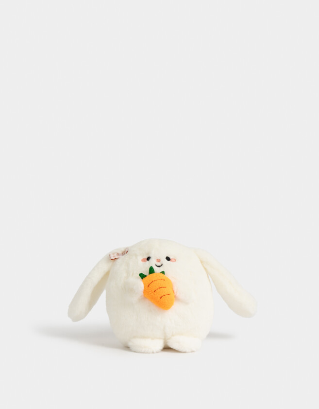 Llavero Peluche Llavero Y Charm Conejo Con Zanahoria - Blanco Crudo