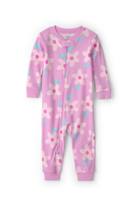 Pijama enterito de algodón, rosado, diseño floral. Talles 2-5T Pijama enterito de algodón, rosado, diseño floral. Talles 2-5T