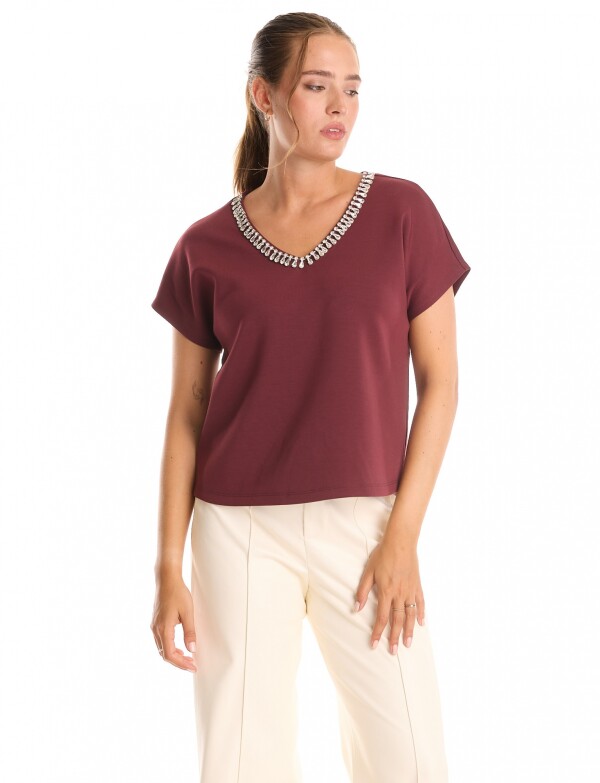 Blusa Det Cristales BORDEAUX