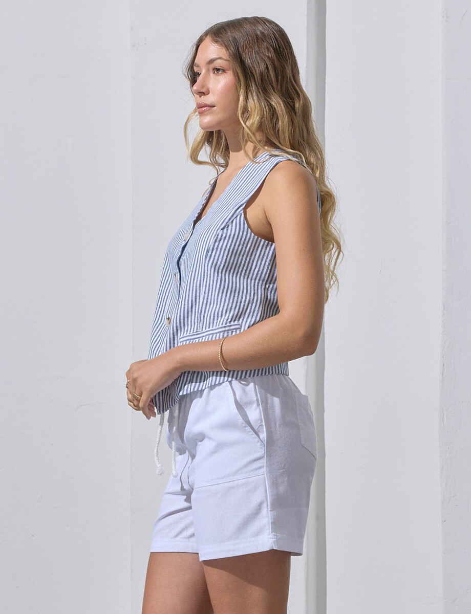 Chaleco Lino - Azul/blanco 