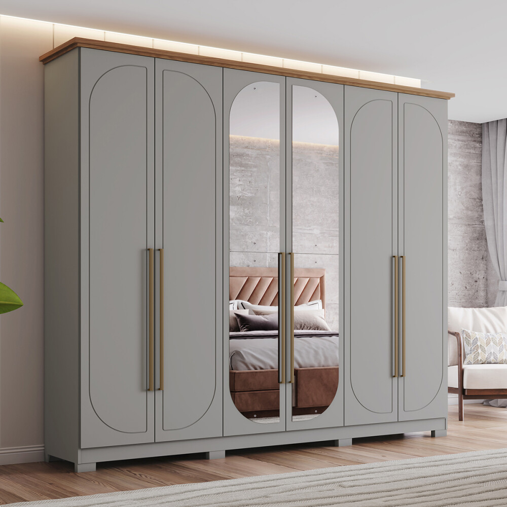 ROPERO 6 PUERTAS 6 CAJONES GUARDARROPA ARMARIO PLACARD CLOSET CON ESPEJO - LÍNEA AMERICANA ROPERO 6 PUERTAS 6 CAJONES GUARDARROPA ARMARIO PLACARD CLOSET CON ESPEJO - LÍNEA AMERICANA