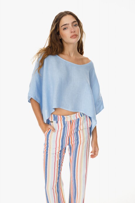 Blusa Beach Celeste
