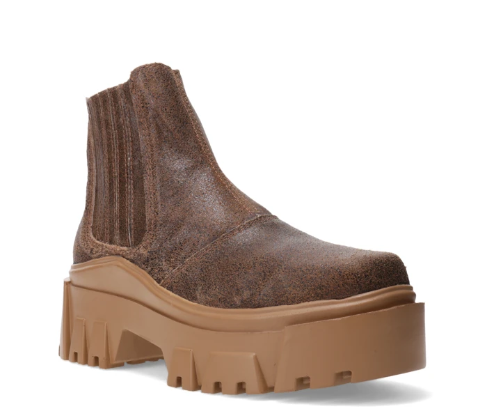 Bota NING de cuero con elástico Marron