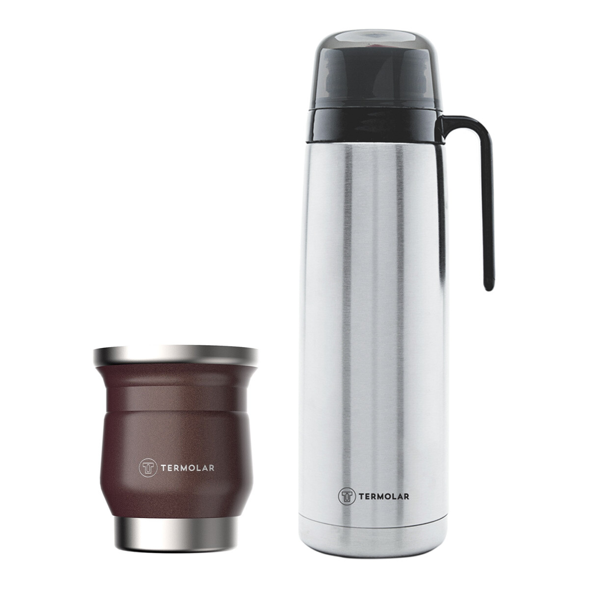 Set Matero Termolar c/Termo R-Evolution 1L + Mate Tupi 250Ml - Plata/bronce 