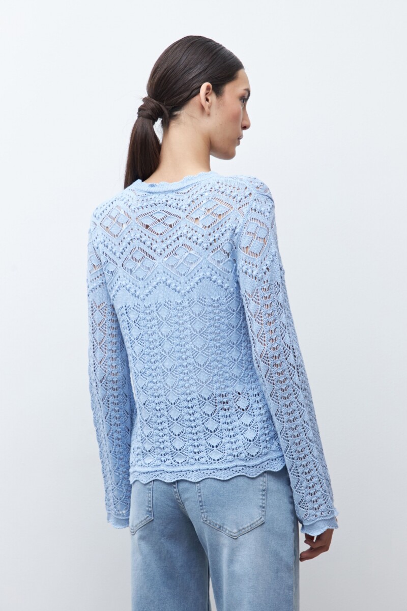 Sweater calado celeste