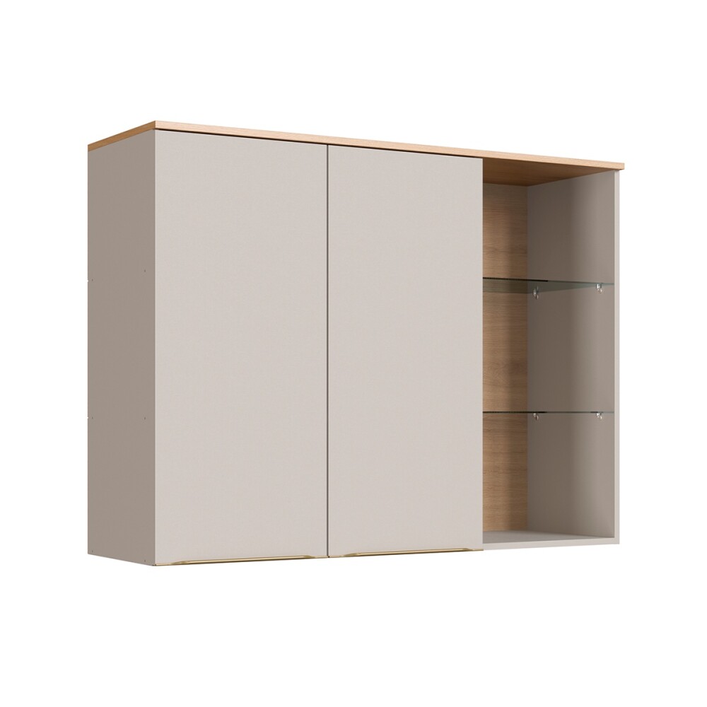 Aéreo Everest con 2 puertas y estante de vidrio1,20 m Color: Carvalho/Panna Aéreo Everest Con 2 Puertas Y Estante De Vidrio1,20 M Color: Carvalho/panna