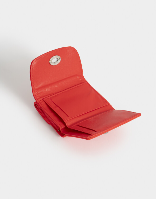 Billetera Clasico Billetera De Cuerina Con Broche - Rojo Medio